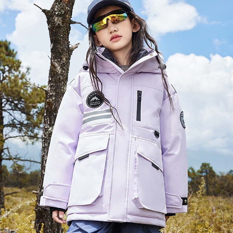 Kinder Unisex Daunenjacke Outdoorjacke Daunenjacke Oberbekleidung Einfarbig Tarnung Langarm WASSERDICHT warm halten Winddicht Mantel Outdoor Täglich Basic Schwarz Weiß Rosa Herbst Winter Ab 4 Jahren 2025 - $82.99 –P7