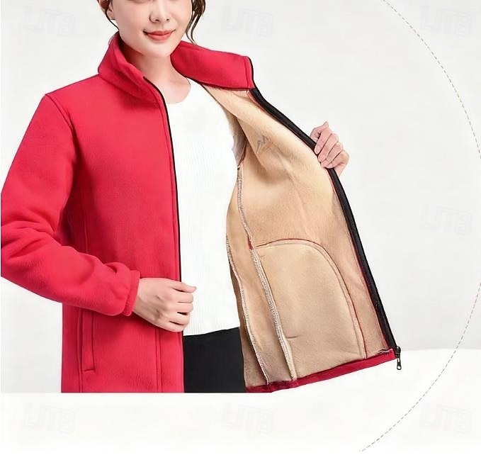 Veste polaire Femmes Top manche longue Col montant Doux Chaud Avec Poches Salle de sport Course Fitness Des sports Tenues de Sport Noir Rouge de 2026 ? $13.99 –P2