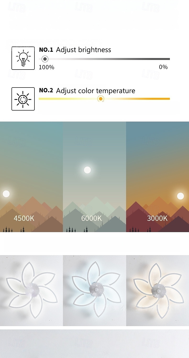 takfläkt med fjärrkontroll för belysning, svart modern blommig takfläkt med belysning, lågprofils infälld takfläkt för kök sovrum vardagsrum 2026 - $272.99 –P2