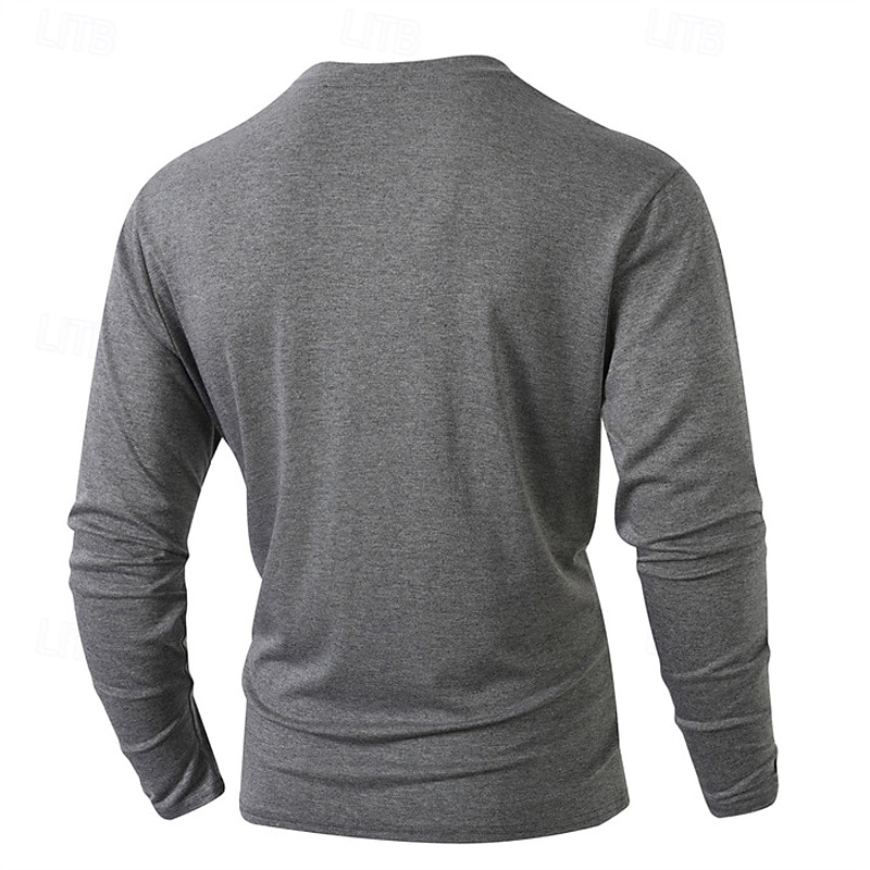 Per uomo Maglietta Maglia Henley Camicia a Maniche Lunghe Manica Lunga Henley Primavera Autunno Semplice Moda Designer Essenziale Tasche Vacanza Streetwear Uscire Nero Bianco Blu marino Maglietta Top del 2026 a $23.99 –P15
