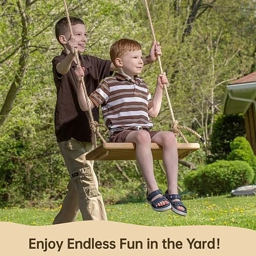 Trehuske med anheng, 61 x 20 x 3 cm, for voksne og barn som veier 227 kg, justerbart hampetau og et trespill i 380 cm 2025 - $102.99 –P7