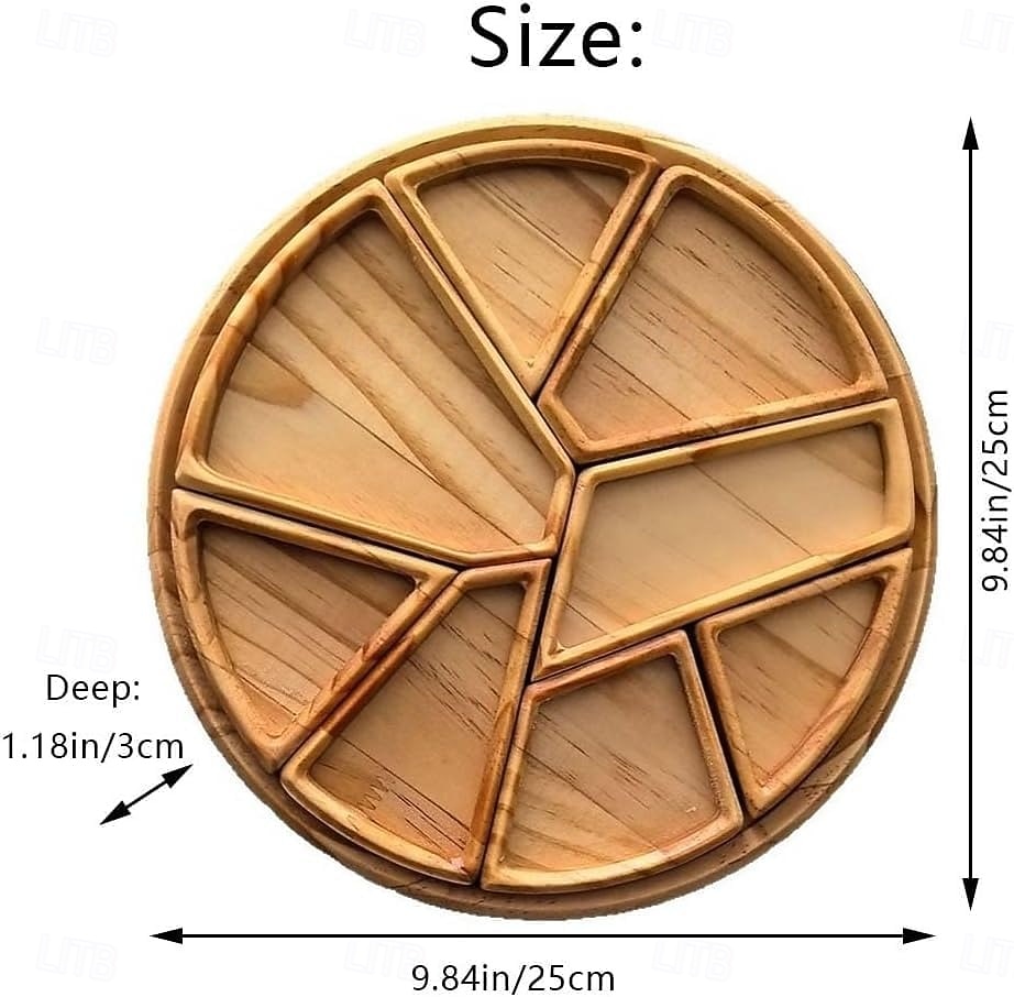 8-teiliges geteiltes Holztablett, geteiltes Serviertablett aus Massivholz, geteilter Servierteller aus Verbundholz für Snacks, Tee und kleine Portionen – ideal für Partys, Picknicks und den 2025 - $23.99 –P8