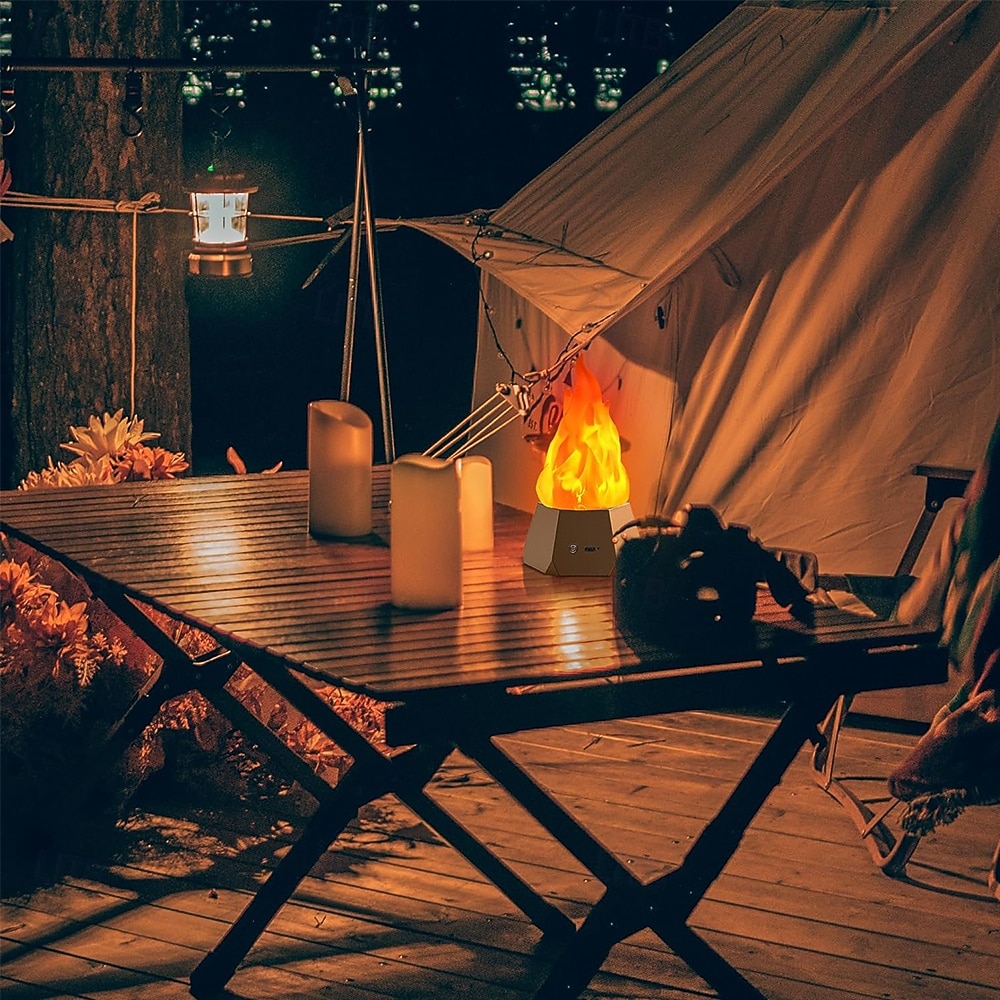 Lámpara de fuego artificial, recargable por USB, velas sin llama con llama parpadeante, luz LED de 3 modos para acampar al aire libre, vacaciones, Halloween, Navidad, Acción de Gracias, decoración de 2025 - $26.99 –P3