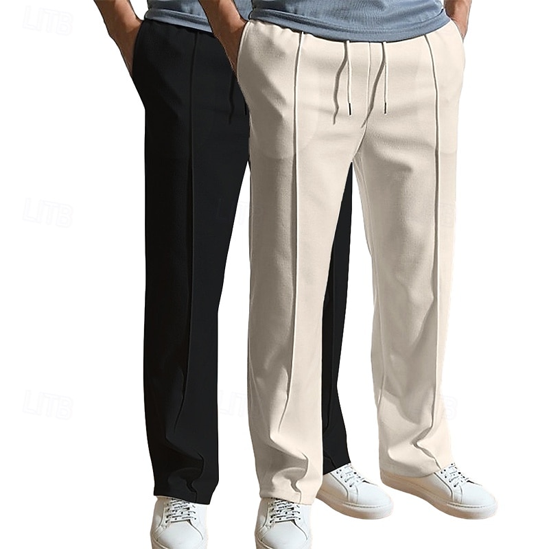 Men's Sweatpants Joggers Trousers Baggy Pants Straight Leg Sweatpants Drawstring Elastic Waist Multi-pack Plain Comfort Breathable Full Length Outdoor Daily Going out Fashion Ethnic Style White+Khaki 2026 - $29.99 –P12