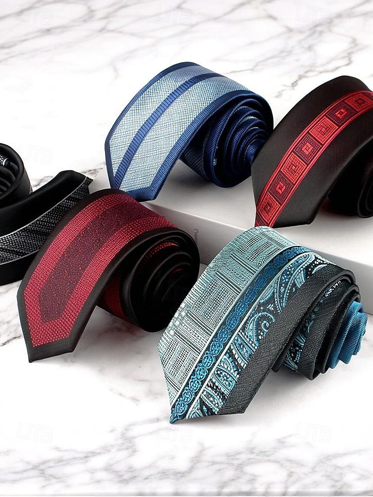 Herren-Krawatte aus Polyester mit klassischem Muster, schmale formelle Krawatte in mehreren Farben, Weihnachtsgeschenk-Accessoire für Hochzeiten, Geschäfts- und Feiertagspartys 2026 - $11.99 –P6