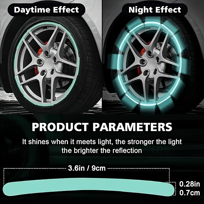 20 db fényvisszaverő keréktárcsa matrica – sötétben világító biztonsági matricák autókra, motorkerékpárokra &kerékpárok 2026 - $9.99 –P3