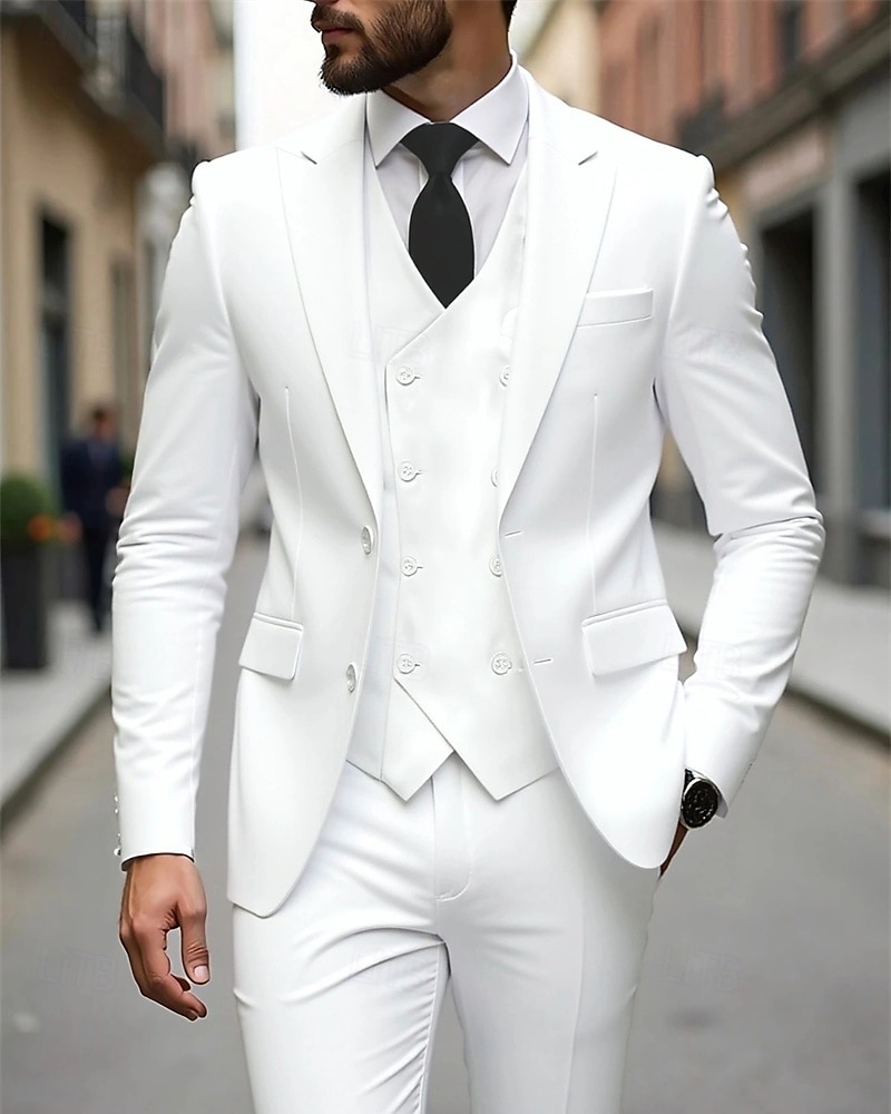 Men's Blazer+Vest+Dress Pants Blazer Vest Set Business Cocktail Party Wedding Party 3 Piece Fashion Casual Spring Fall Polyester Plain Pocket Buttons Comfortable Single Breasted Blazer Dark Gray 2026 - ZAR R1986 –P7