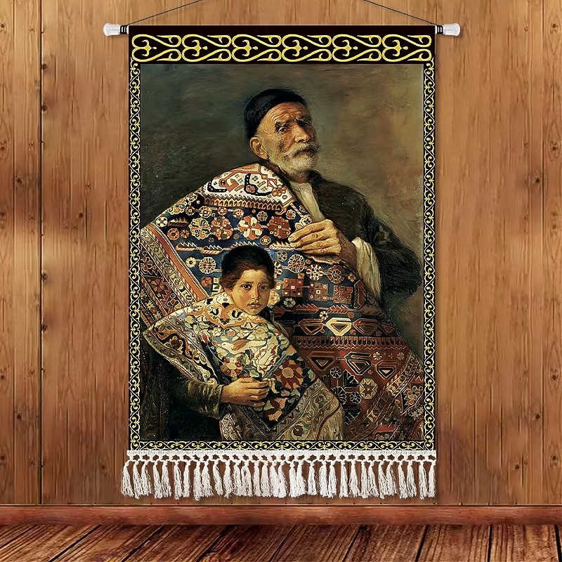 Skönhet Uyghur etnisk stil väggtapet konstnärlig bakgrundsdekoration boho hängande konst för sovrum vardagsrum eller café 2025 - $14.99 –P9
