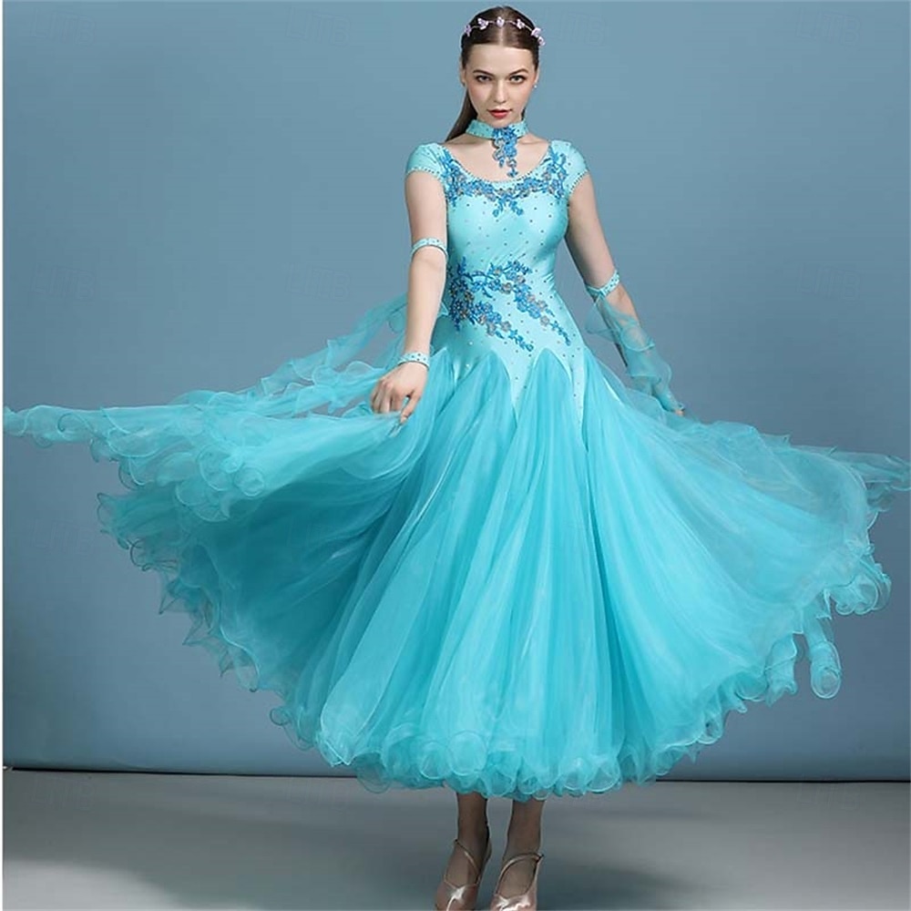 ballroomdansklänning kristaller / strass damföreställning långärmad spandex polyester 2026 - $173.99 –P6