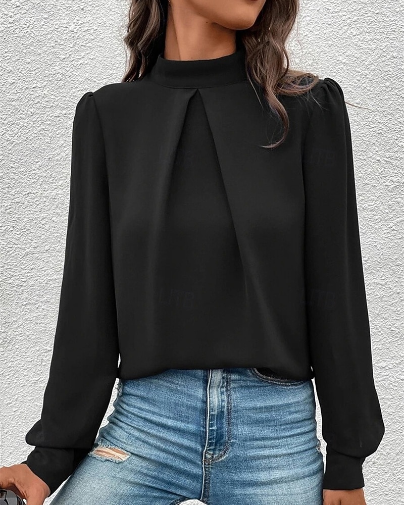 Γυναικεία Πουκάμισο Κομψή Φιλάρεσκος Σατέν Μπλούζα Συμπαγές Χρώμα Στυλάτο Καθημερινό Μακρυμάνικο Ζιβάγκο Κανονικά μπλουζάκια Καθημερινά Εξόδου Μαύρο Κίτρινο Πράσινο Ανοικτό Ρουμπίνι Βυσσινί 2026 - $27.99 –P14