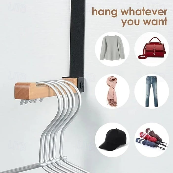 Crochets de porte pliables en bois sans perçage, support de placard invisible, crochet mural pour vêtements, gain de place, support pliable pour dortoir, chambre à coucher, porte arrière, organisateur de 2026 ? $16.99 –P5