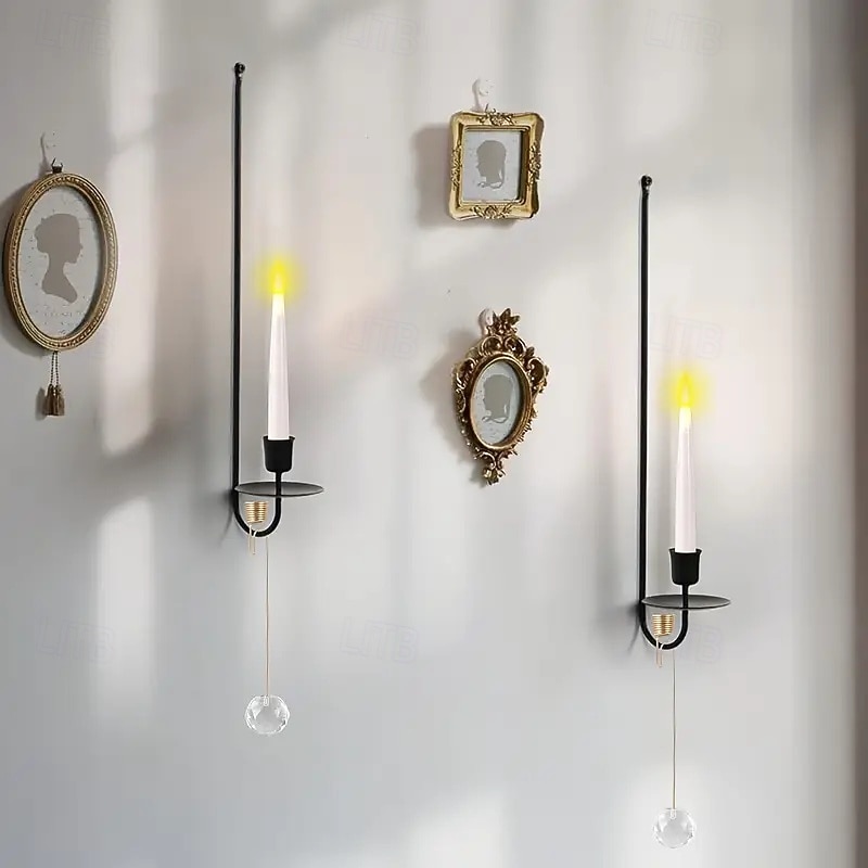 12-pakning LED-flammeløse flimrende lys med fjernkontroll og krystallkulekroker. Batteridrevne flammeløse, koniske lys, ideelle for jul, valentinsdagen og bryllupsdekorasjoner. 2025 - $67.99 –P6