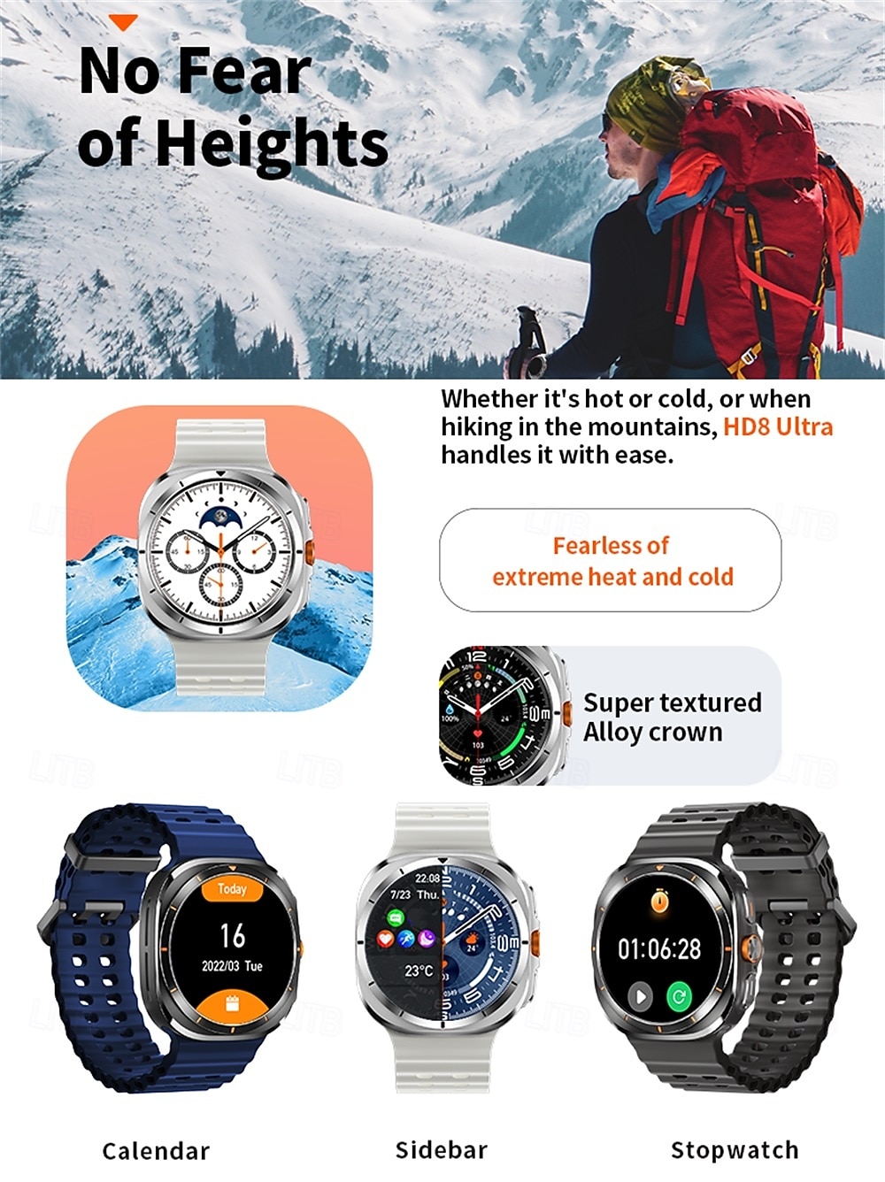 HD8ultra Reloj inteligente 1.46 pulgada Smartwatch Reloj elegante Bluetooth Monitoreo de temperatura Podómetro Recordatorio de Llamadas Compatible con Android iOS Mujer Hombre Larga espera Llamadas 2025 - $52.99 –P5