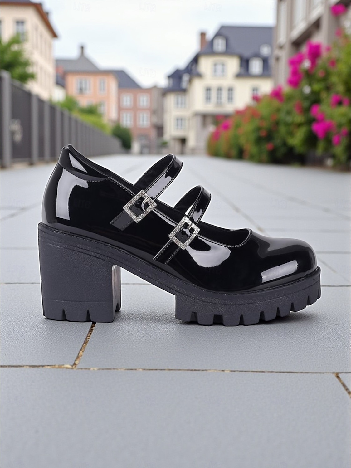 Chaussures Mary Jane à plateforme en similicuir verni noir pour femmes - Double bride à talon épais, style écolière pour la mode Harajuku, le cosplay et le streetwear de tous les jours de 2025 ? $29.99 –P2