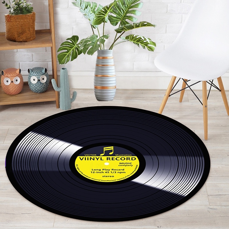 Platen Album Rond Tapijt Voor Woonkamer En Slaapkamer Retro Stijlvolle Muziek Tapijt Vloermat Zacht Anti-Slip Machine Wasbaar Tapijt Entree Sofa Kruk Thuis Decoratie 2026 - $22.99 –P5