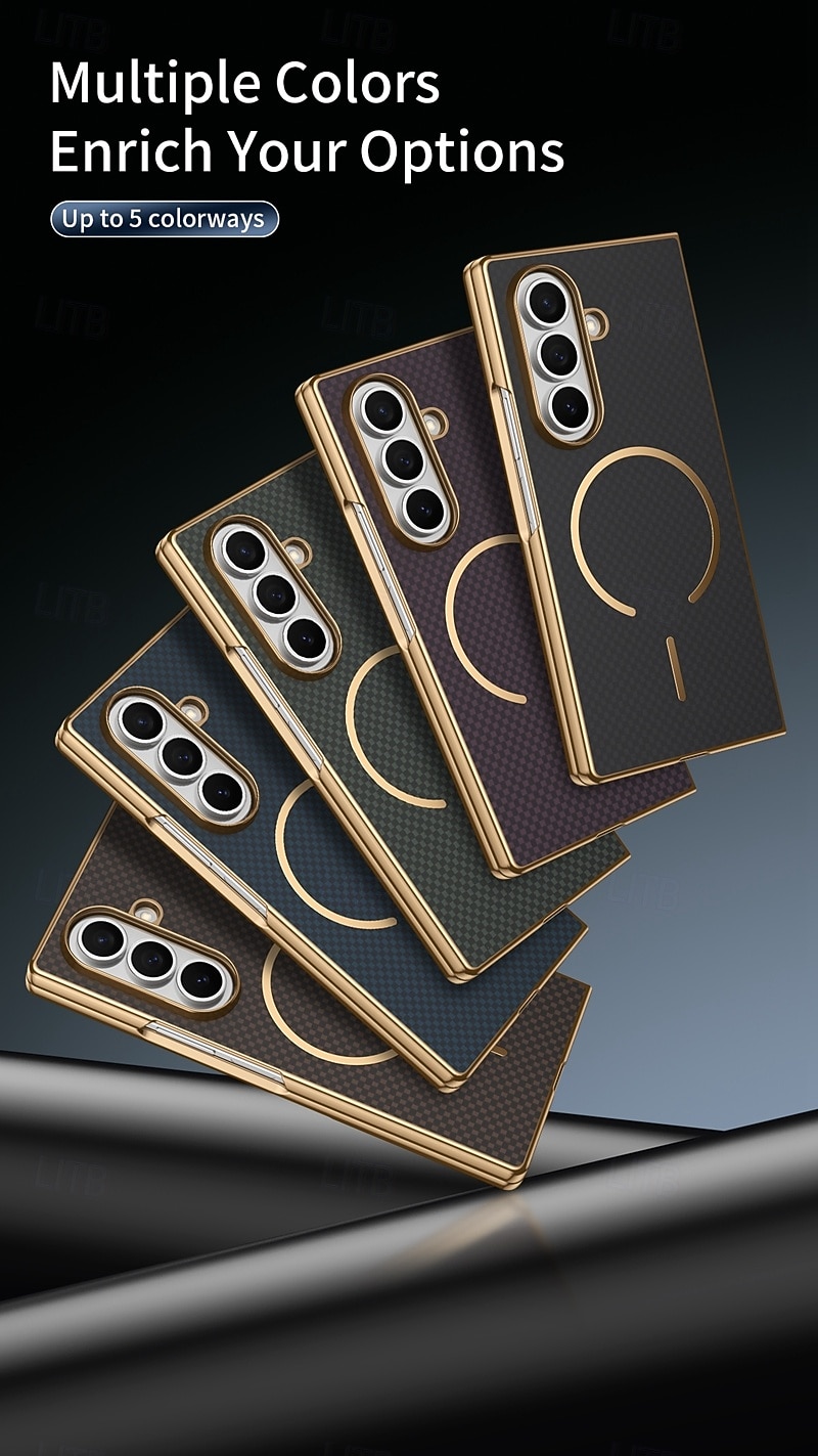 Phone Case For Samsung Galaxy Z Fold 7 Z Fold 6 Z Fold 5 Z Fold 4 Z Fold 3 Back Cover with Screen Protector Magnetic Support Wireless Charging Retro Plating PC PU Leather 2025 - $17.99 –P11