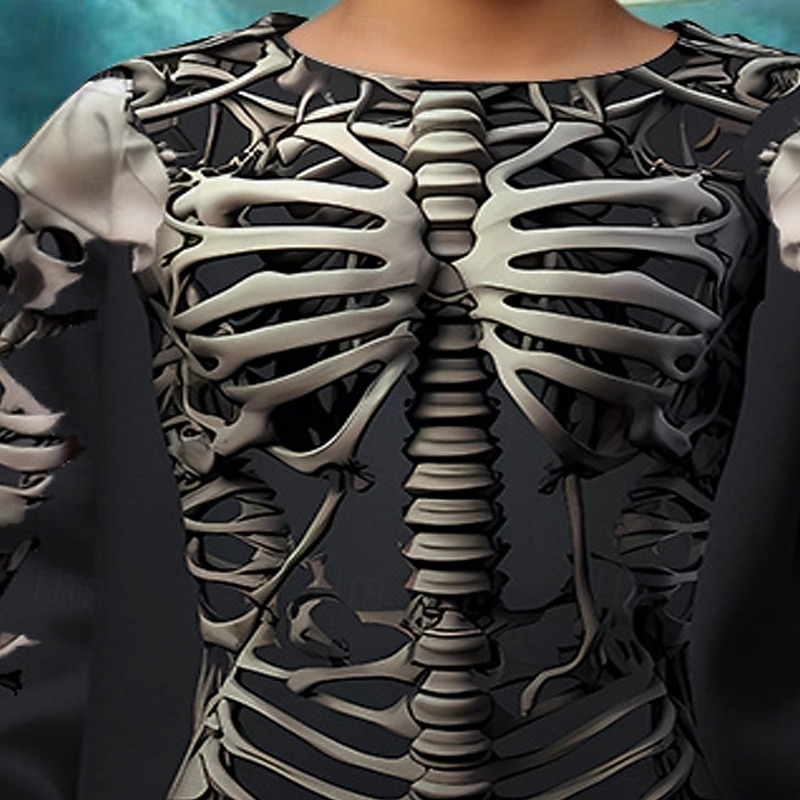 Halloween Pojkar 3D Dödskalle Tröja Långärmad Vår Höst Mode Grundläggande Barn 4-12 år Rund hals Utomhus Ledigt Dagligen Normal 2025 - $17.49 –P3