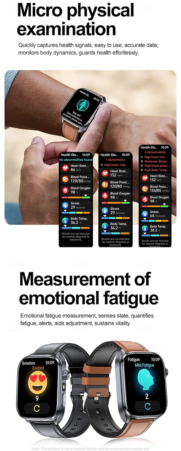 iMosi ET572 Relógio inteligente 2 polegada Relógio inteligente Bluetooth ECG + PPG Monitoramento de temperatura Podômetro Compatível com Android iOS Feminino Masculino Suspensão Longa Chamadas com de 2025 por $51.99 –P7