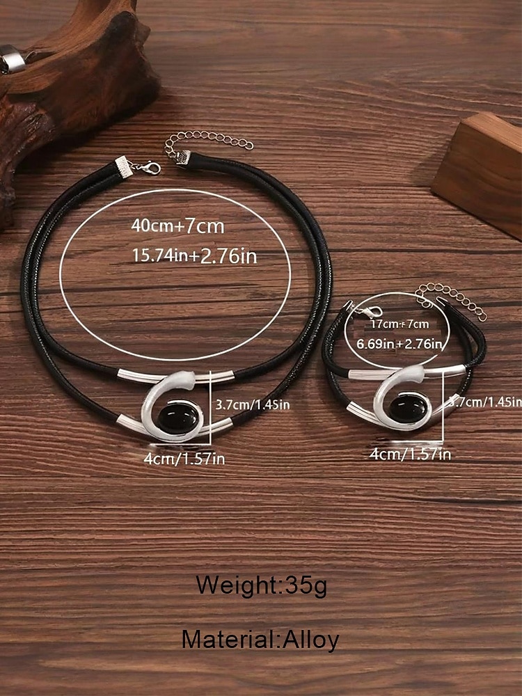 Женский комплект украшений в стиле бохо с завитками, состоящий из бирюзового ожерелья и браслета в элегантном золотом и серебряном исполнении, идеально подходит для вечеринок, свадеб и в качестве подарка 2025 - $11.99 –P9