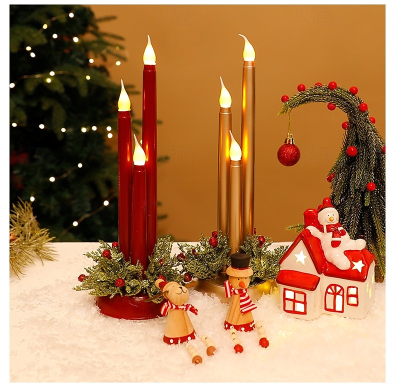 3 Pcs 30 * 10CM Christmas Halloween Valentine's Day Simulation Candlestick Candlestick LED Ornament Light Desktop Atmosphere Decorative Light Nightlight AAA Battery Box 2025 - CAD $21.99 –P1