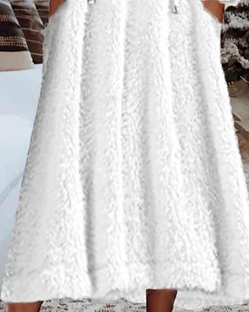 Femmes Robe Midi Robe Décontractée Robe d'Hiver Mode Moderne Quotidien Week-end Coupe régulière Uni manche longue À capuche Blanche Hiver Automne de 2025 ? $29.99 –P2