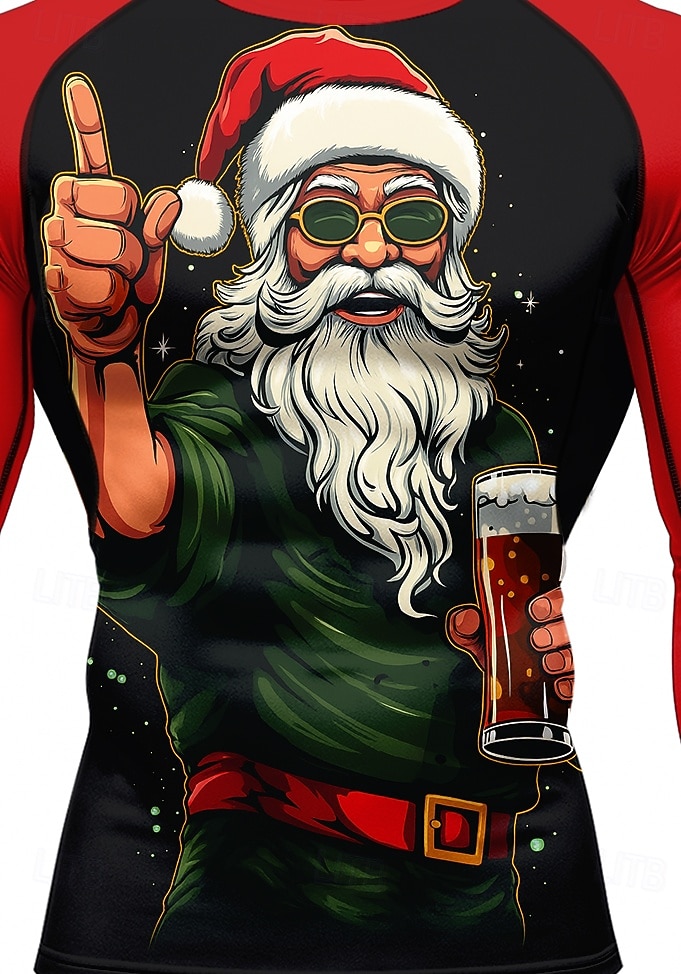 חג המולד בגדי ריקוד גברים חולצת דחיסה טישרט לריצה שרוול ארוך שכבת הבסיס ייבוש מהיר דחיסה טייץ פתילת לחות כושר אמון הדרכה פעילה תרגיל בגדי ספורט לבוש אקטיבי אודם תלתן 2025 - $22.99 –P3