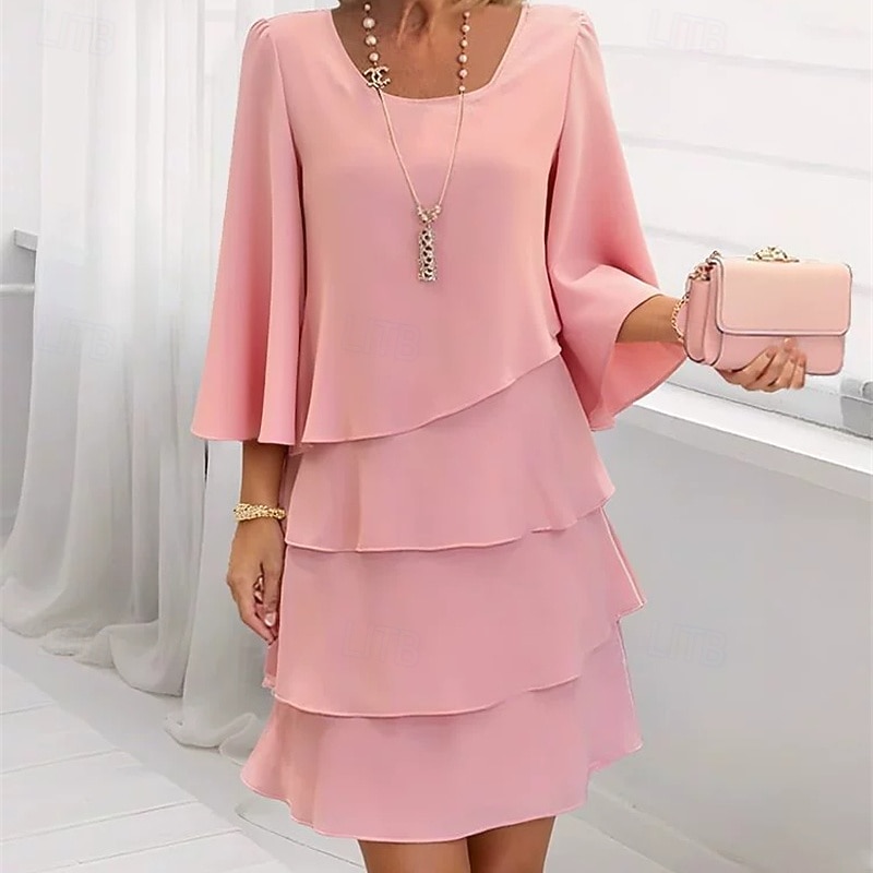 Damen Langes Kleid Maxikleid Partykleid Chiffon Chiffonkleid Elegant Mode Modern Outdoor Party Abendgesellschaft Normale Passform Einfach Kurzarm V Ausschnitt Rosa Rote Blau Beige Sommer Frühling 2025 - $24.99 –P2