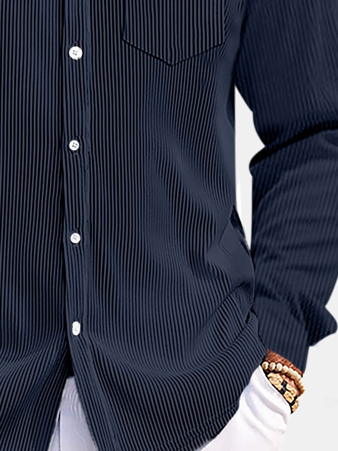 Hombre Camisa Camisa casual Camisa de Pana Abotonar la camisa Azul Marino Manga Larga Plano Cuello Vuelto Casual Exterior Bolsillo Ropa Moda Casual 2026 - $29.99 –P4