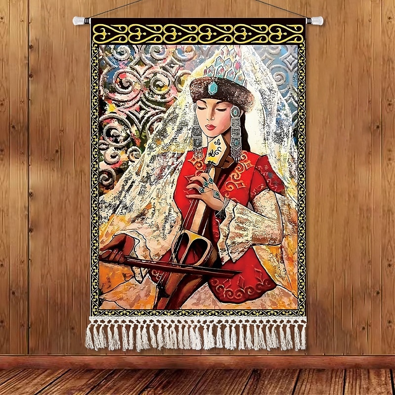 Skönhet Uyghur etnisk stil väggtapet konstnärlig bakgrundsdekoration boho hängande konst för sovrum vardagsrum eller café 2025 - $14.99 –P6