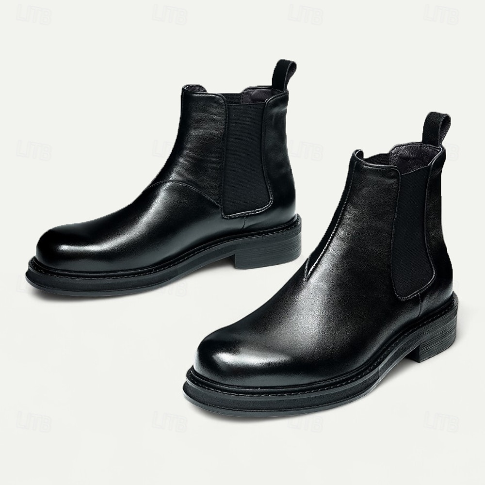 Bottines Chelsea noires pour hommes, bottines classiques à enfiler pour hommes d'affaires, fêtes et occasions formelles de 2025 ? $129.99 –P5