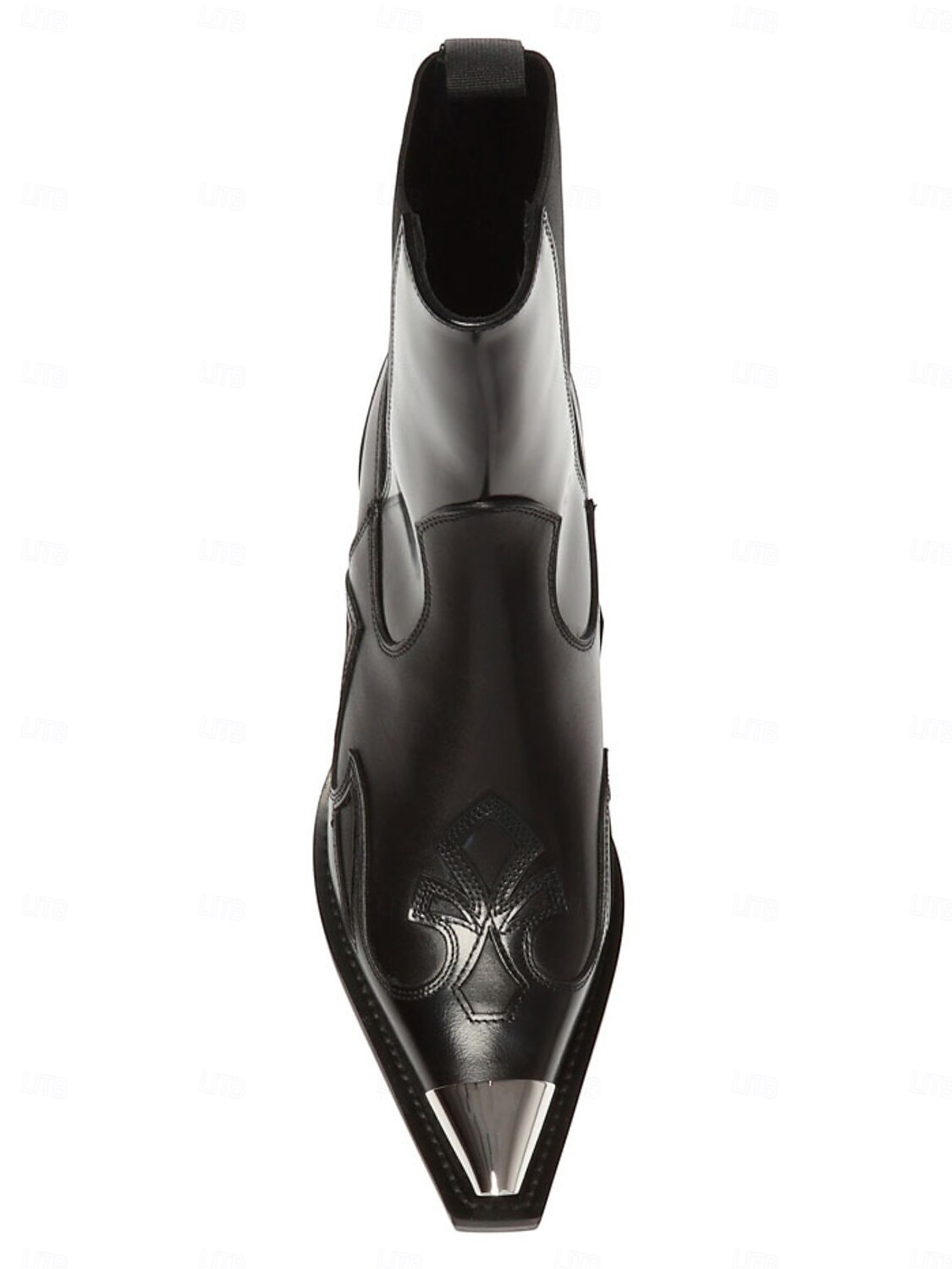 2025年 ゴールドのスタッズとメタルトゥが付いたレディースのブラックレザーウエスタンアンクルブーツ - ファッションストリートウェアやパーティーに最適なカウボーイスタイルのチャンキーヒールブーツ  コレクション – $109.99 –P12