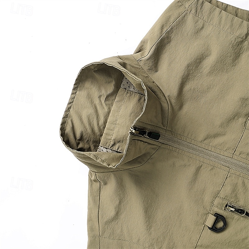 Ανδρικά Veste Gilet Γιλέκο ψαρέματος ΕΞΩΤΕΡΙΚΟΥ ΧΩΡΟΥ Καθημερινά Μοντέρνα Καθημερινό Άνοιξη Φθινόπωρο Κουμπώσου Τσέπη Νάιλον Άνετο Σκέτο Φερμουάρ Όρθιος Γιακάς Κανονικό Μαύρο Λευκό Χακί Πράσινο Χακί 2026 - $34.99 –P7