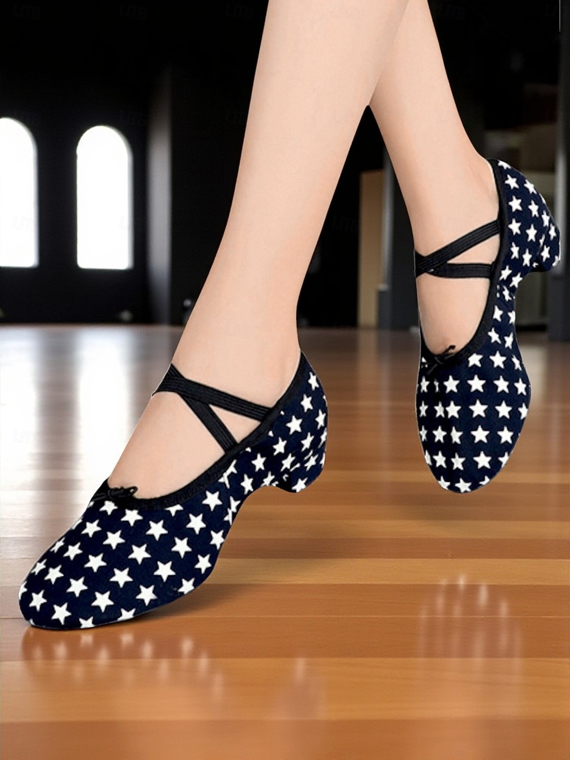 chaussures de danse à imprimé étoile pour femmes - chaussures de danse de salon confortables à talons bas pour la pratique et la performance de 2025 ? $26.99 –P2