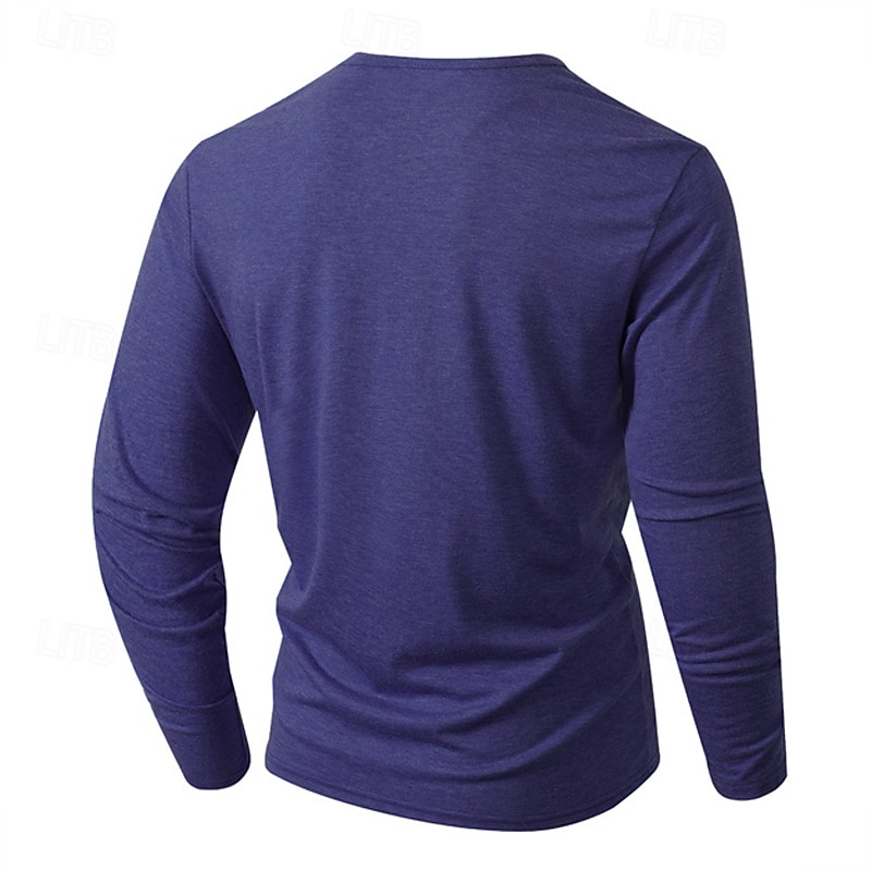 Per uomo Maglietta Maglia Henley Camicia a Maniche Lunghe Manica Lunga Henley Primavera Autunno Semplice Moda Designer Essenziale Tasche Vacanza Streetwear Uscire Nero Bianco Blu marino Maglietta Top del 2026 a $23.99 –P2