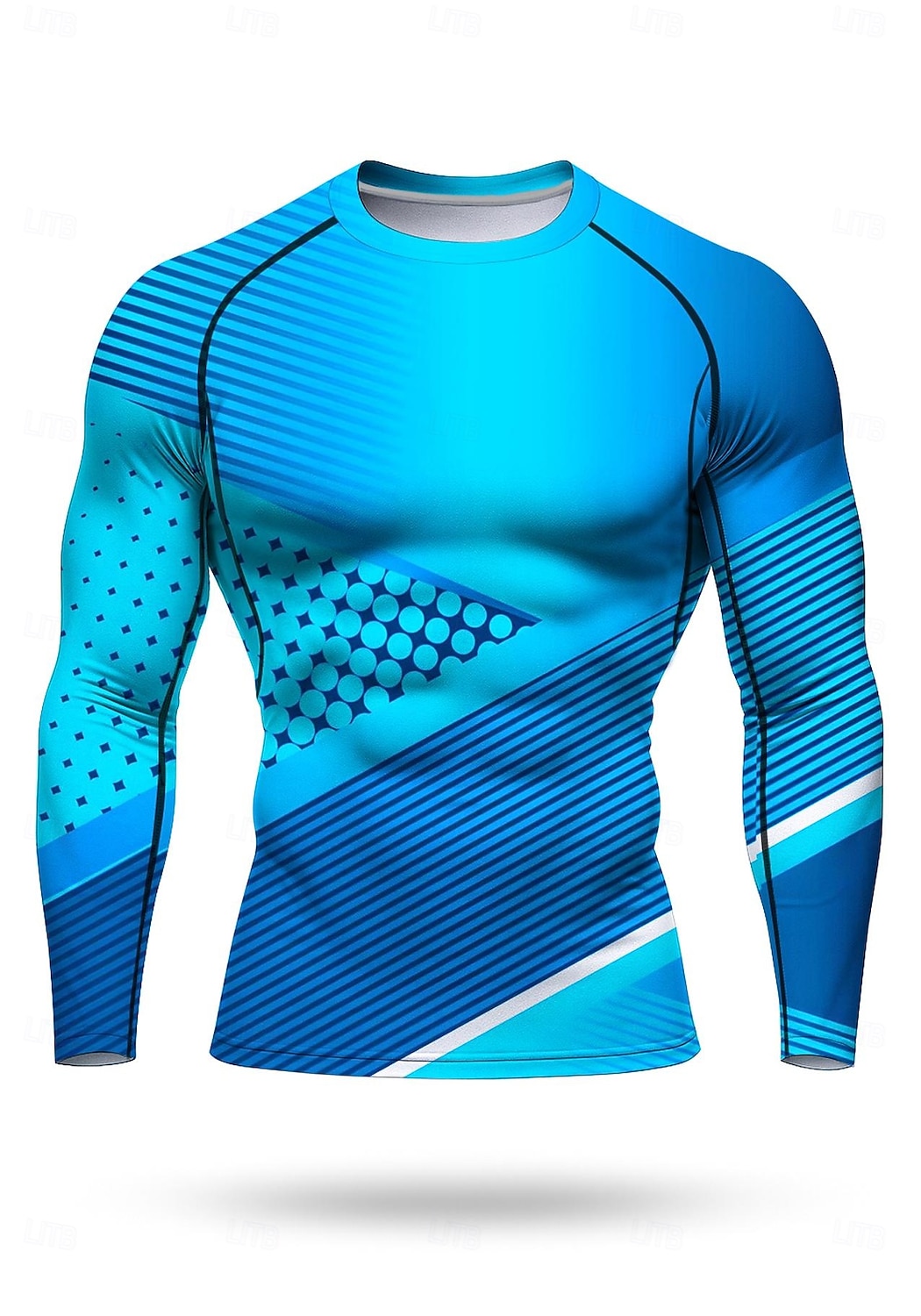 Муж. Универсальные Футболка для бега Спортивная рубашка Фитнес-рубашка Рубашка тренировки Беговой верх Длинный рукав Футболка Футболка Лето Весна Осень Зима Геометрический принт UPF 50 2026 - $18.99 –P3