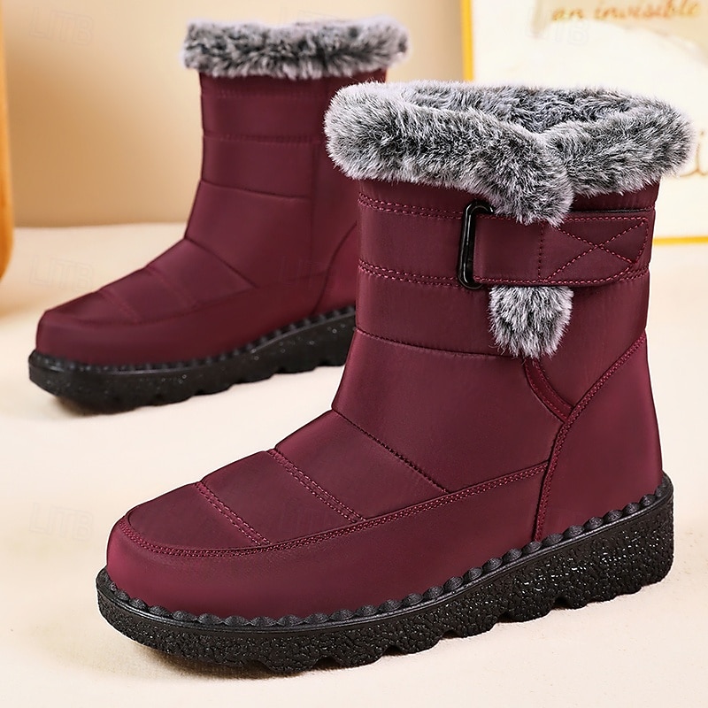 Mujer Botas Botas de nieve Diario Tacón Plano Dedo redondo Casual Satén Mocasín Vino Negro Azul 2026 - $32.99 –P2