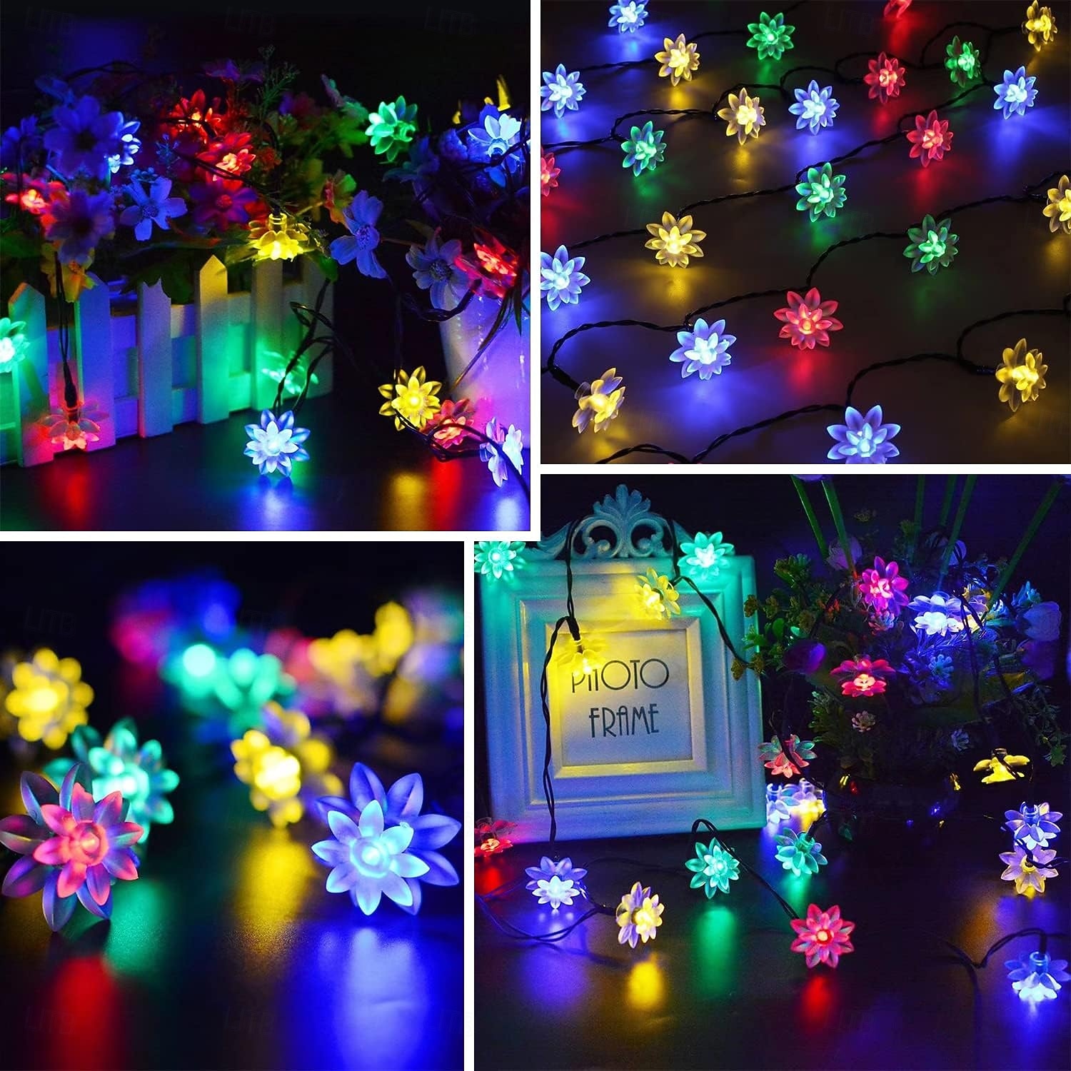 Luces de cadena solares de loto al aire libre 12m 100LEDs guirnalda impermeable decoración de Halloween en jardín balcón y árbol en festividades 2026 - $30.99 –P9