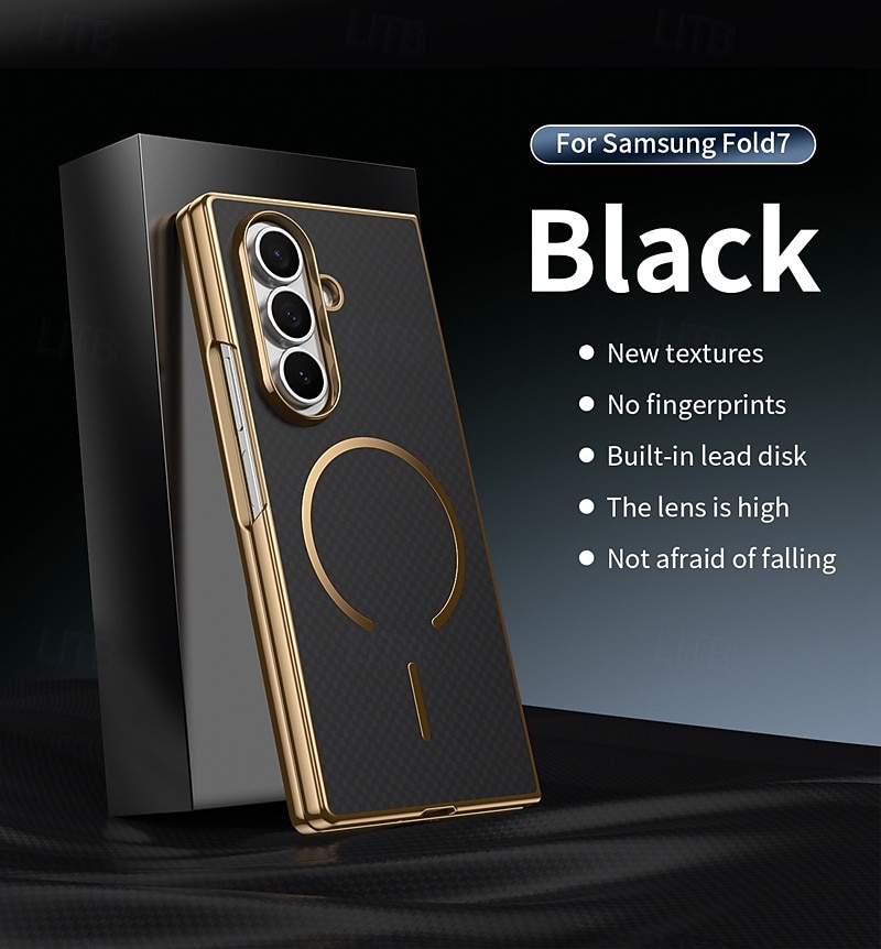 Phone Case For Samsung Galaxy Z Fold 7 Z Fold 6 Z Fold 5 Z Fold 4 Z Fold 3 Back Cover with Screen Protector Magnetic Support Wireless Charging Retro Plating PC PU Leather 2025 - $17.99 –P12