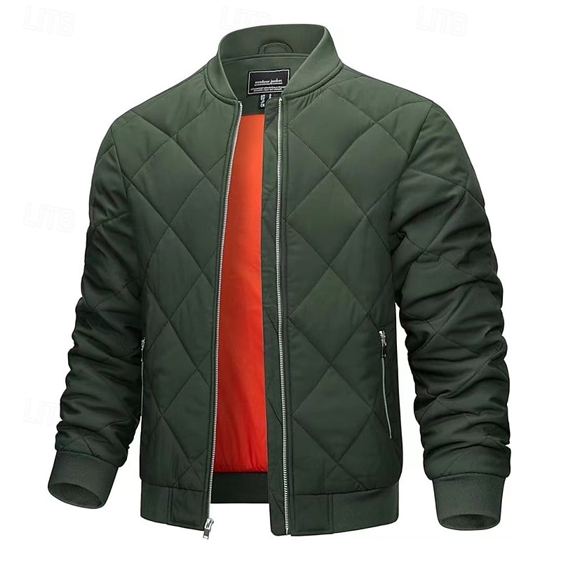 Hombre Abrigo de invierno Chaqueta acolchada Anorak Bolsillo Poliéster Bolsillo Vacaciones Ropa Cotidiana Cita Regular Moda Casual Cómodo Mantiene abrigado Otoño Invierno Color sólido/liso Vino Negro 2026 - $56.99 –P5