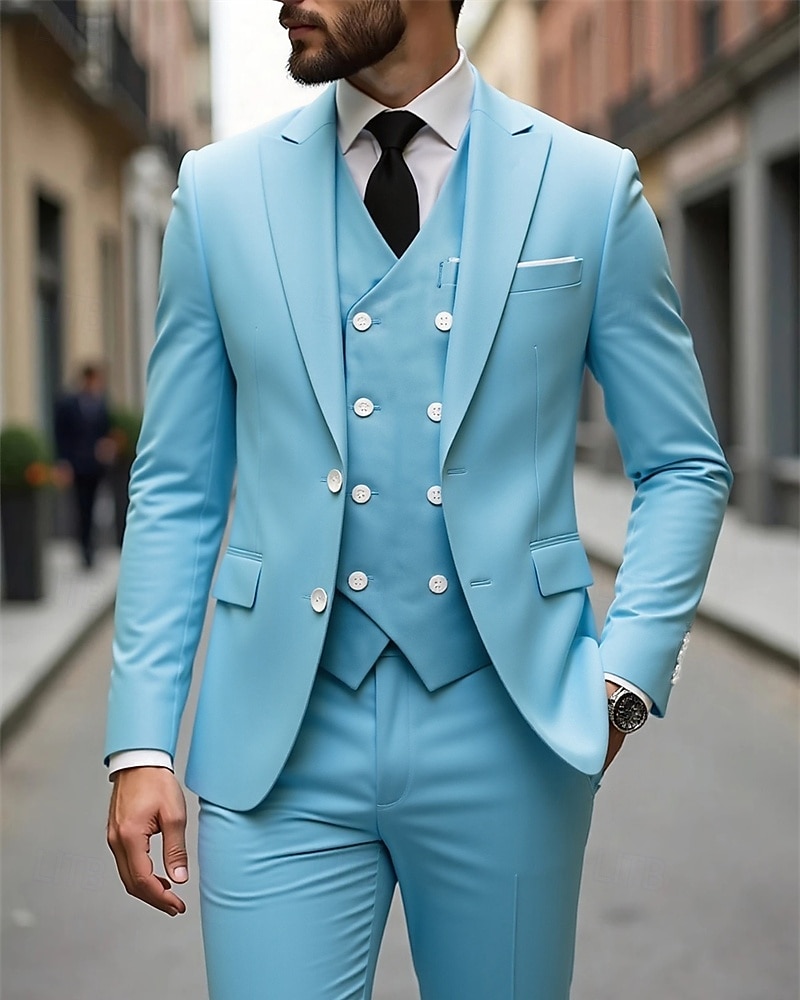 Men's Blazer+Vest+Dress Pants Blazer Vest Set Business Cocktail Party Wedding Party 3 Piece Fashion Casual Spring Fall Polyester Plain Pocket Buttons Comfortable Single Breasted Blazer Dark Gray 2026 - ZAR R1986 –P8