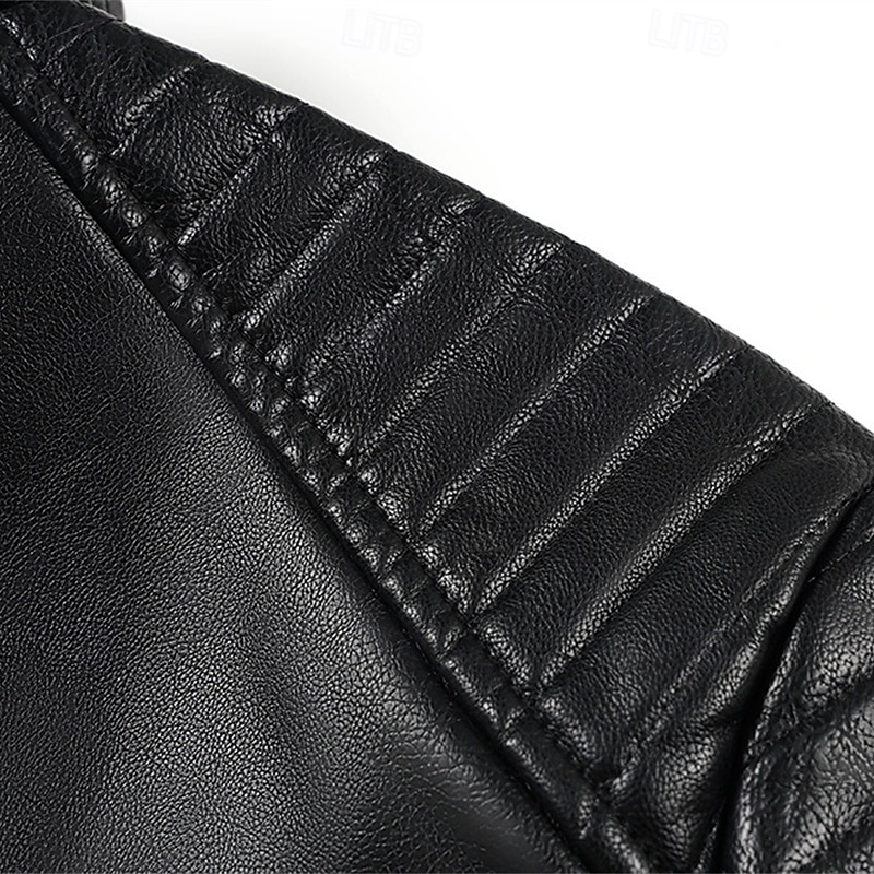 Herr Imitationsläderjacka Bikerjacka Motorcykeljacka Semester Dagligen Vindtät Håller värmen Ficka Höst Vinter Slät Mode Klassisk Hög krage Normal Svart Brun Jacka 2025 - $57.99 –P9