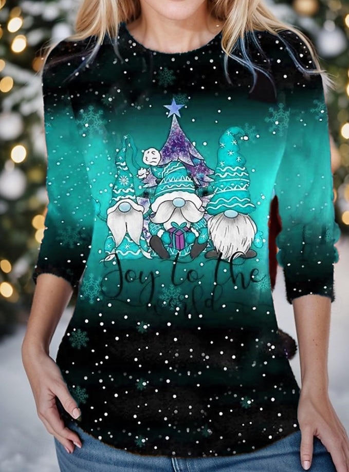 Noël Femmes T-shirt Graphique Père Noël Noël ancien Mode Élégant manche longue Col ras du cou Col rond Hauts Réguliers Quotidien Week-end Imprimé Jaune Rouge Bleu Violet Orange Printemps Automne Hiver de 2025 ? $26.99 –P3
