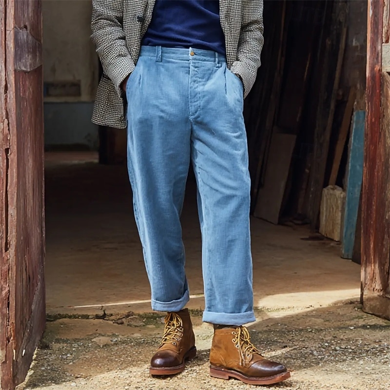 Hombre Pantalones pantalones de traje Pantalones de Pana Chinos Bolsillo Botones Plano Comodidad Formal Fiesta Trabajo Moda Estilo clásico Gris Oscuro Azul claro Microelástico 2026 - $36.99 –P2
