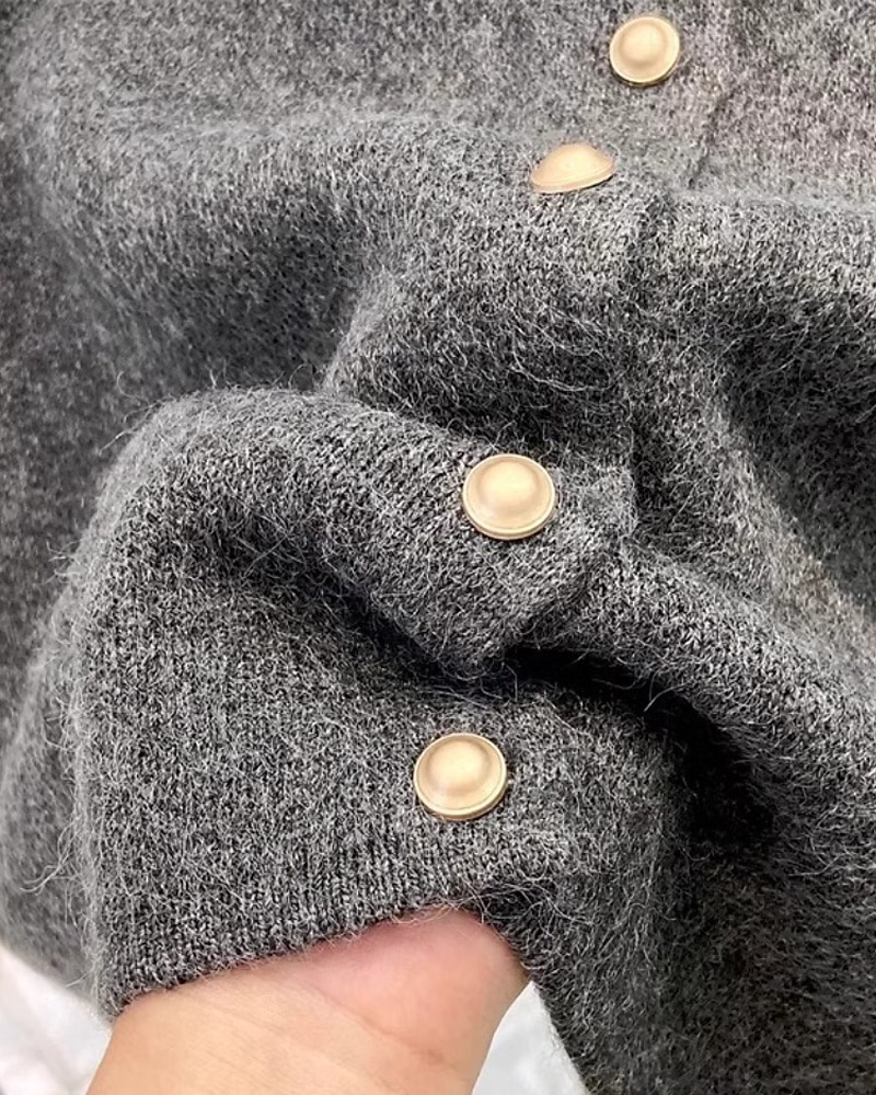 Pentru femei Pulover Vestă pulover Șic Stradă Casual Culoare solidă Stil Nautic Nasturi Tricotat Fără manșon Topuri obișnuite Tricotat Zilnic Concediu Sfârșit de săptămână Negru Caisă Toamnă Iarnă 2026 - $27.99 –P9