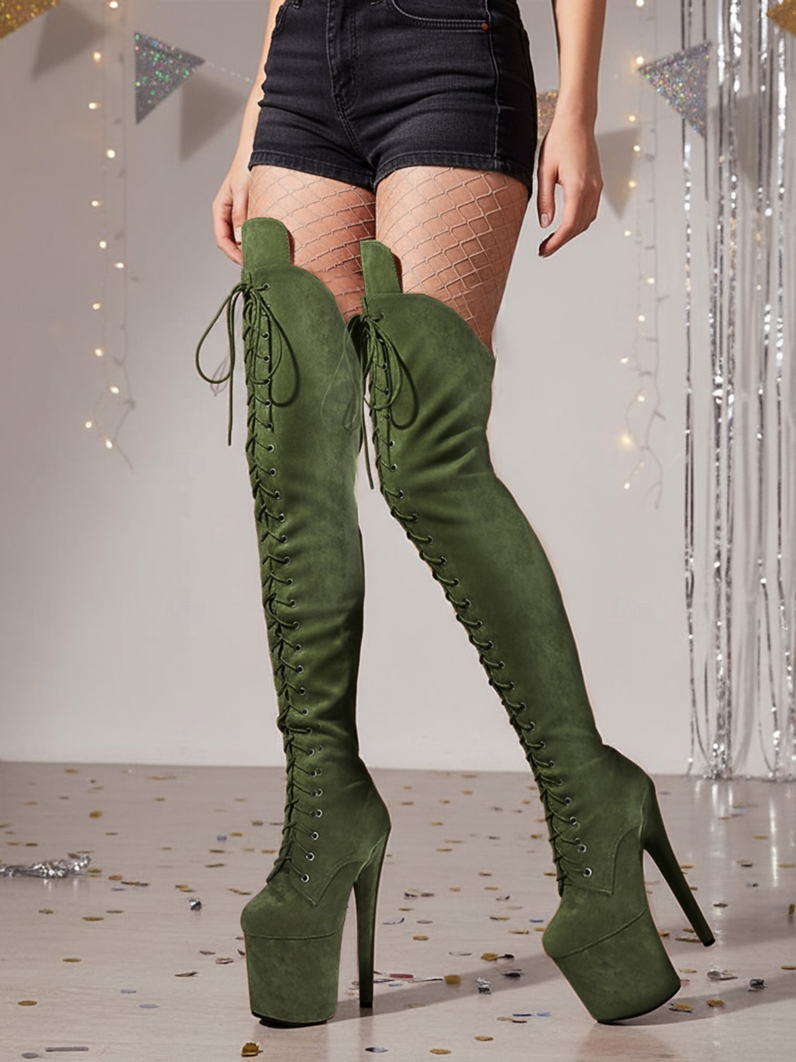 Damen-Overknee-Stiefel mit Plateausohle und Schnürung – Overknee-Stiefel mit hohem Absatz für Pole Dance für das Nachtleben und Partys 2026 - $149.99 –P9