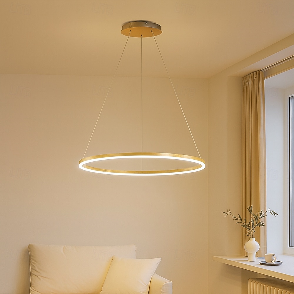 2026年 LED　ペンダント　ライト　40/60/80cm　1ライト　リングサークル　デザイン　調光可能　アルミニウム　塗装仕上げ　豪華　モダン　スタイル　ダイニングルーム　ベッドルーム　ペンダント　ランプ　110-240v　リモコン　調光可能  コレクション – CAD $235.05 –P5
