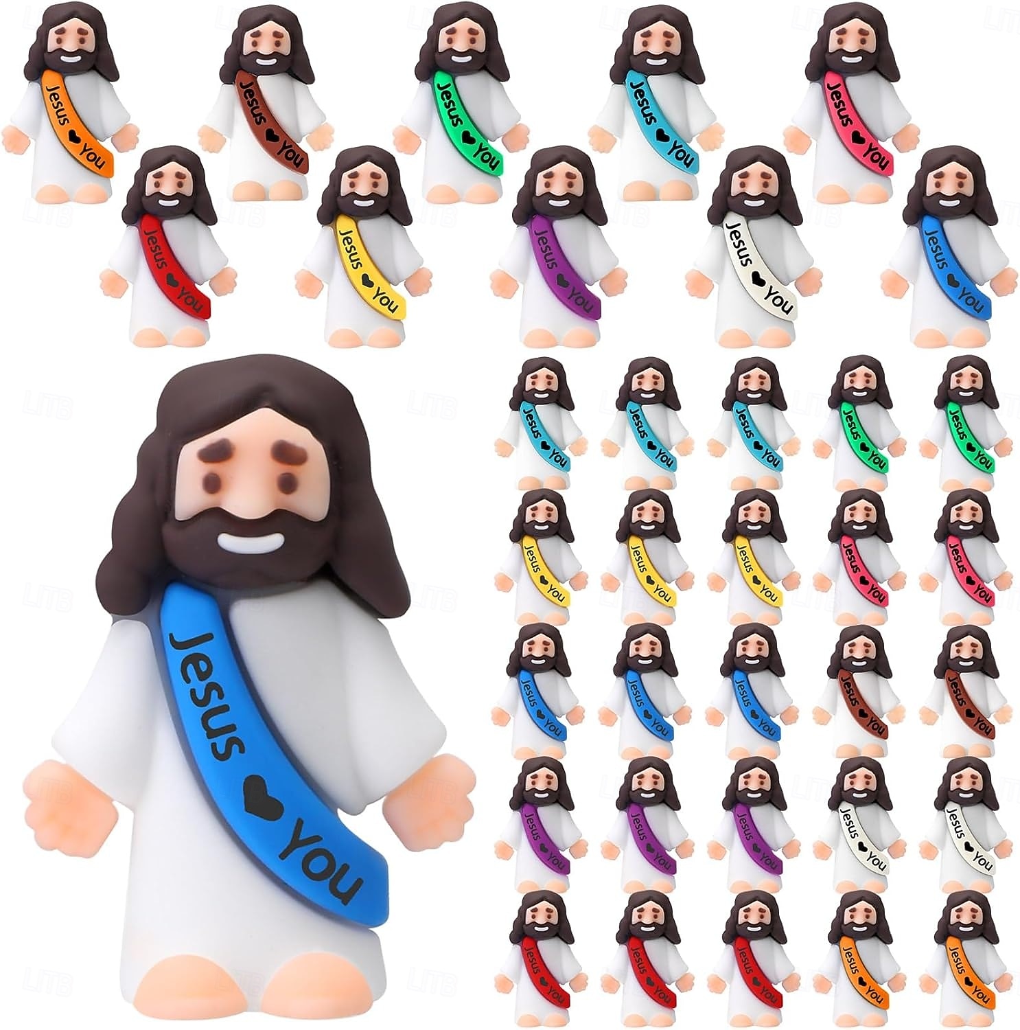 50/100 Stück kleine Jesusfiguren, Original Jesus, ich liebe dich, in Großpackung, winzige Statuen, Mini-Gummispielzeug zum Verstecken spielen, Weihnachts-, religiöse Party-Gastgeschenke, Sonntagsschule 2026 - $21.99 –P1