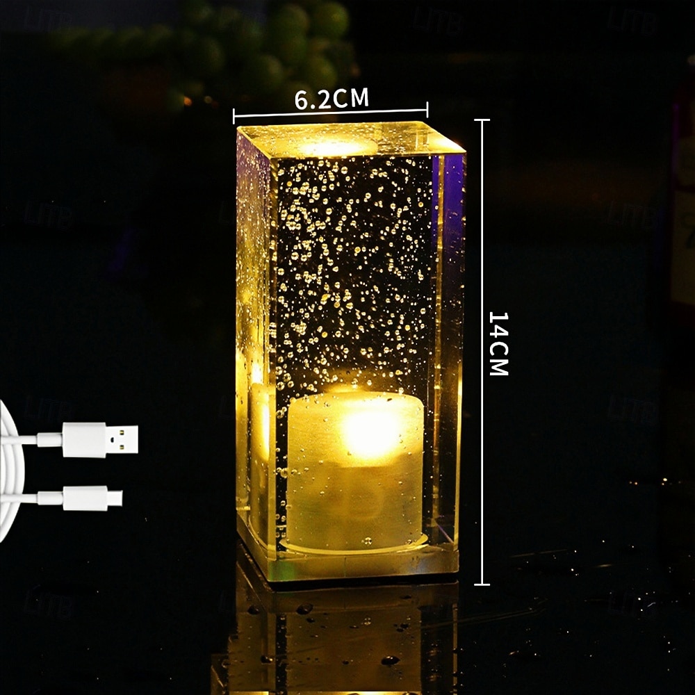 2026年 LEDアクリルクリスタルバブル充電創造性パーソナライズレストランKTV雰囲気テーブルランプベッドサイドランプ小さなナイトライト装飾テーブルランプUSB充電1個  コレクション – $30.99 –P1