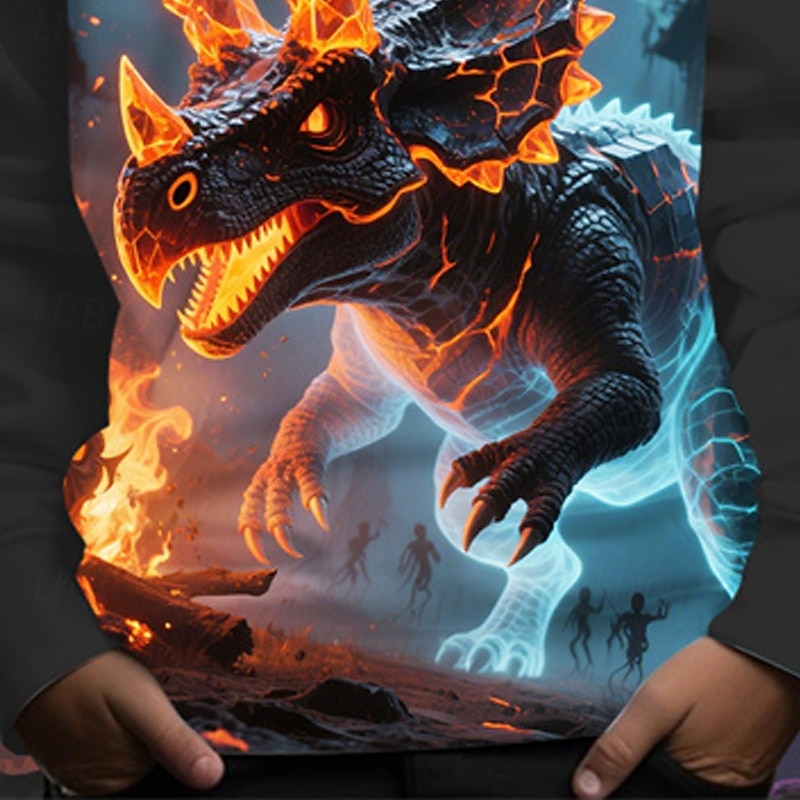 Halloween Dla chłopców 3D Dinozaur Bluza z Kapturem Długi rękaw Wiosna Jesień Moda Moda miejska Dzieci 4-12 lat Kaptur Na zewnątrz Codzienny Regularny 2025 - $18.99 –P3