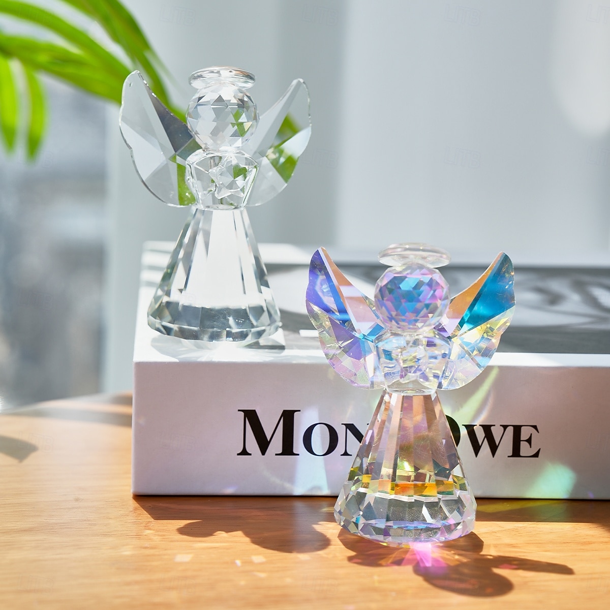 1 kpl kristalli enkelinmuotoinen koristeellinen käsityö ikkunalaudalle prisma valoa vangitseva koristeellinen auringonsieppari koriste-esineet sopivat festivaali- ja juhlakoristeluun kodinsisustukseen 2026 - $13.49 –P6